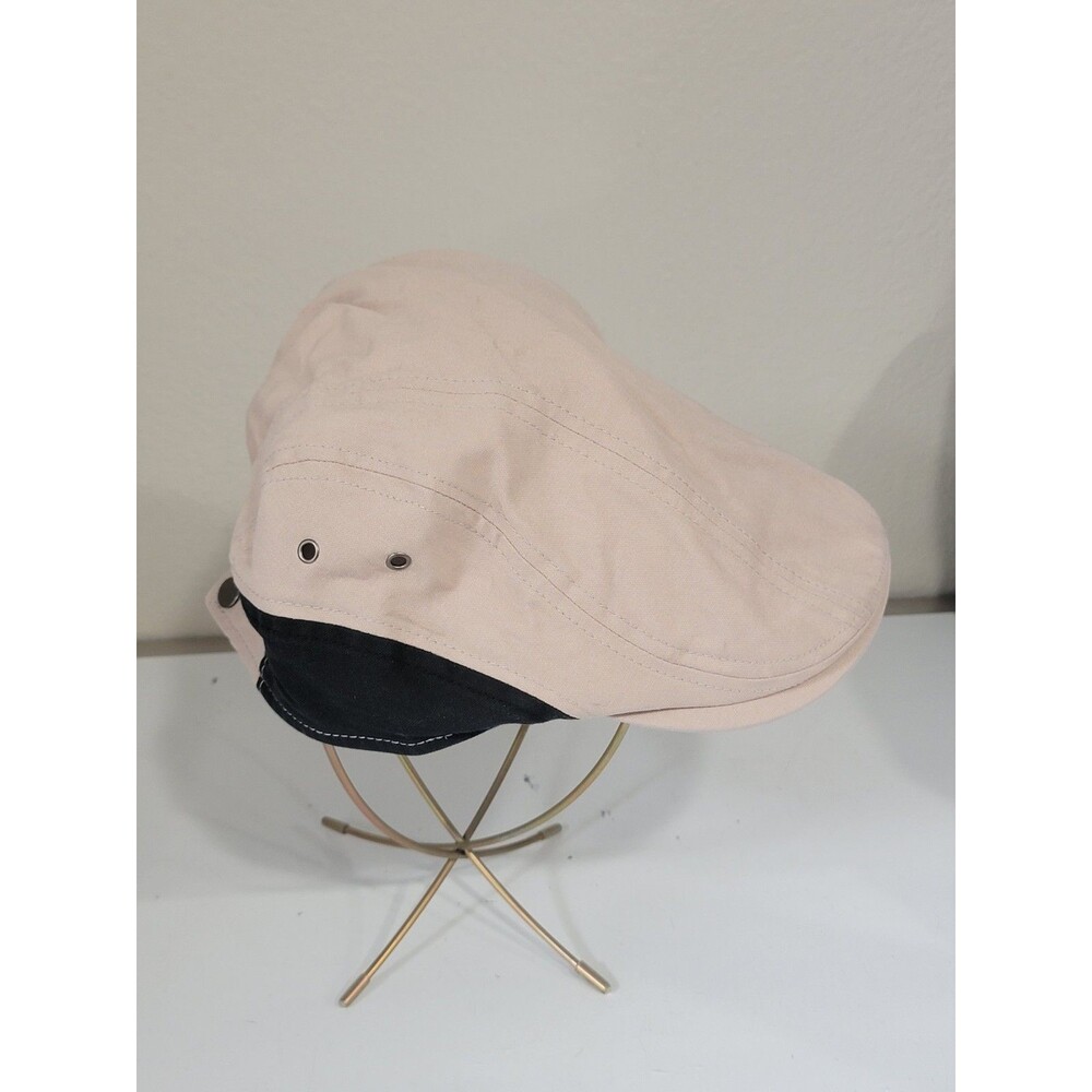 Men's Two-Tone Flat Cap 100% Cotton Newsboy Cabbie Ivy Hat Beige Black Golf